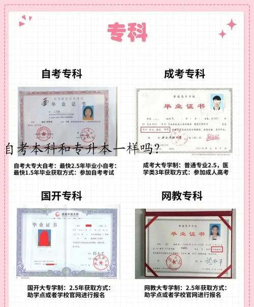 自考本科和专升本一样吗？
