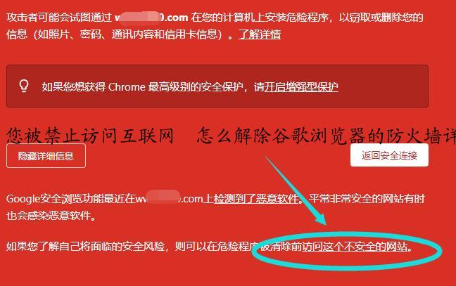 您被禁止访问互联网  怎么解除谷歌浏览器的防火墙详细内容