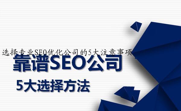 选择专业SEO优化公司的5大注意事项