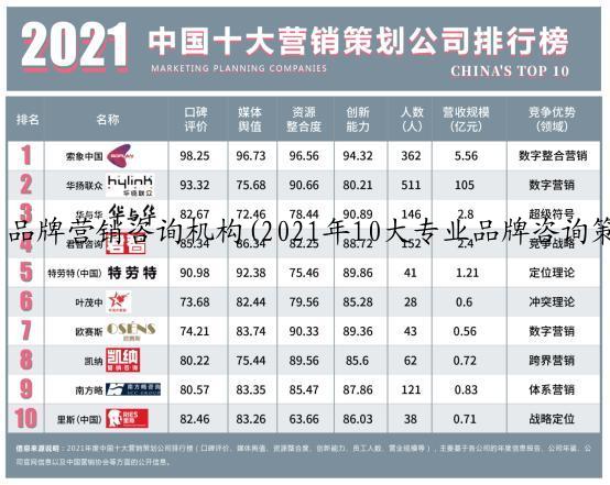 品牌营销咨询机构(2021年10大专业品牌咨询策划公司推荐)