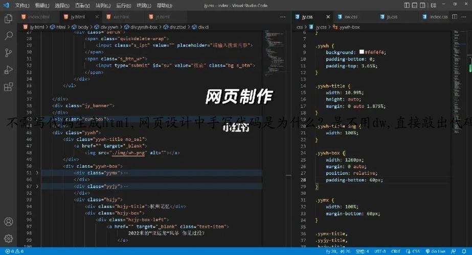 不需写代码生成html,网页设计中手写代码是为什么？是不用dw,直接敲出代码来吗？....txt