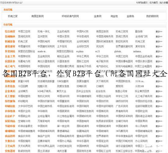 各国B2B平台，外贸B2B平台（附各国网址大全）